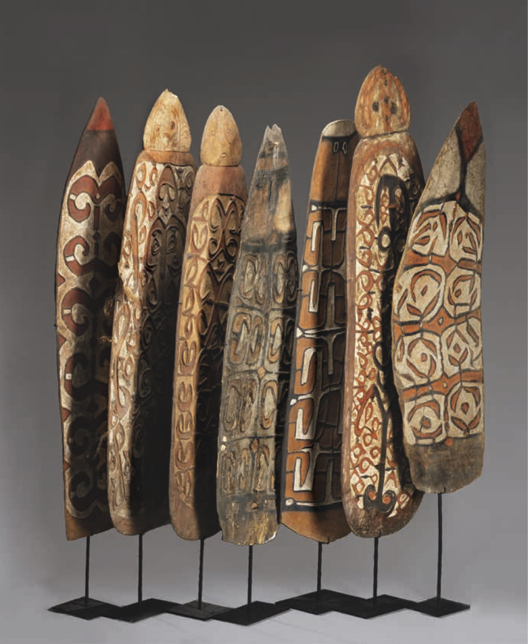 Group of asmat shields papua